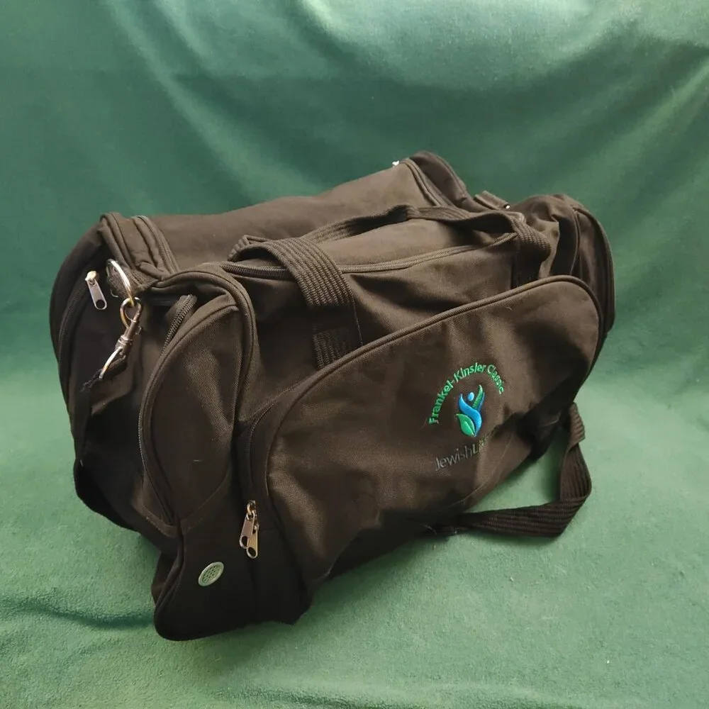 VTG 90's Black Canvas Duffel Bag Sports Gym Travel
